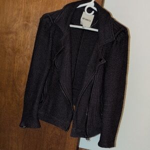 BB Dakota Dark Gray Textured Moto-Style Blazer